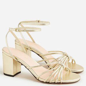 JCrew Lucie strappy block-heel sandals in Italian metallic leather NWT